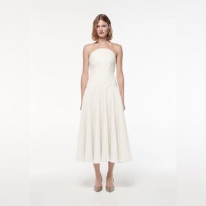 ROLAND MOURET Strapless Crepe Midi Dress $1100 NEW without tag